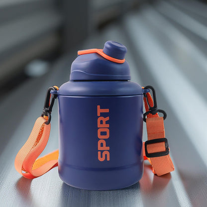 Sports Vacuum Bottle with Shoulder Strap 1 Pc Stylish Mix Design & Size Your Brand