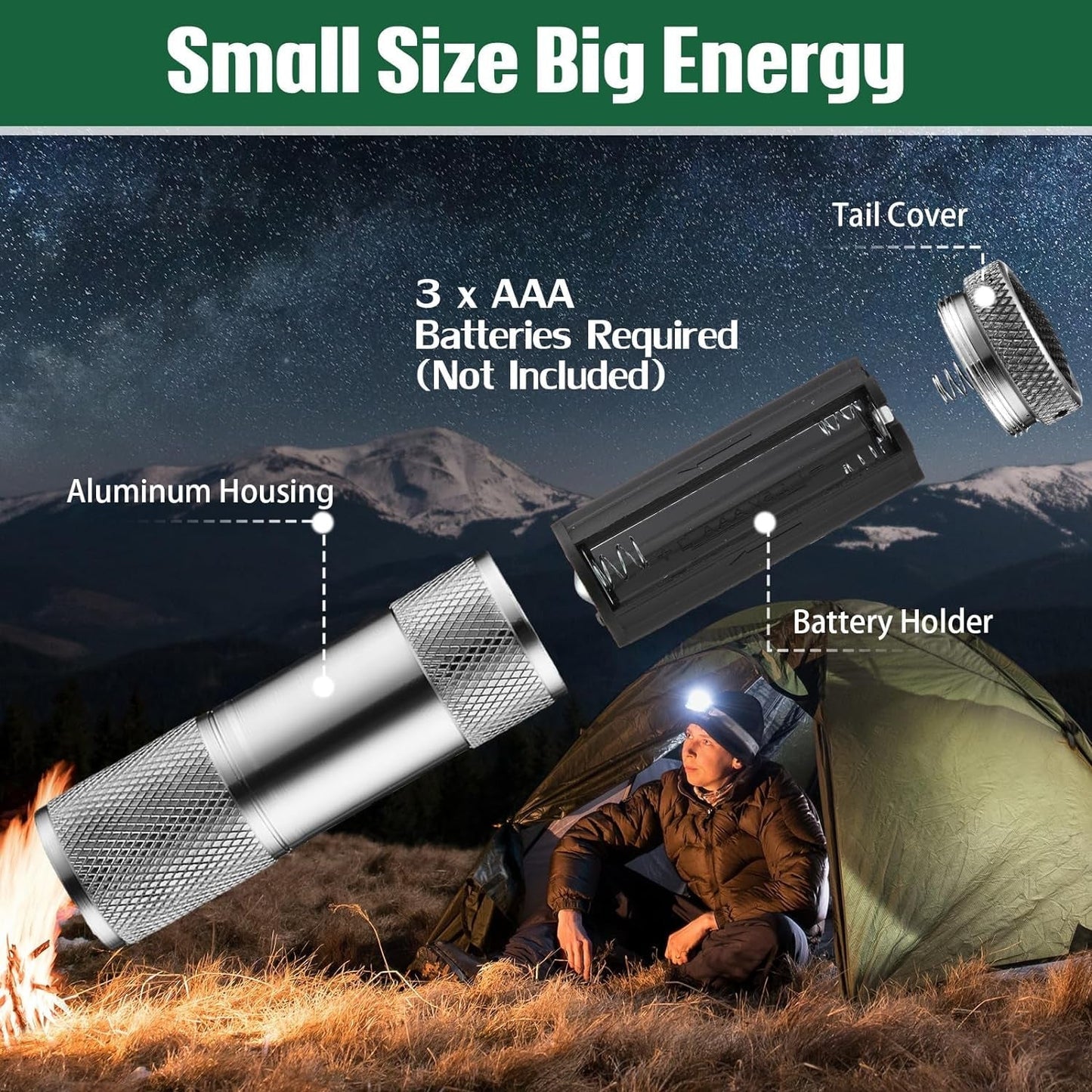 Portable Mini Torch – 9 LED Pocket Flashlight, 3 Battery Operated (Battery Not Included, Mix Color) Your Brand