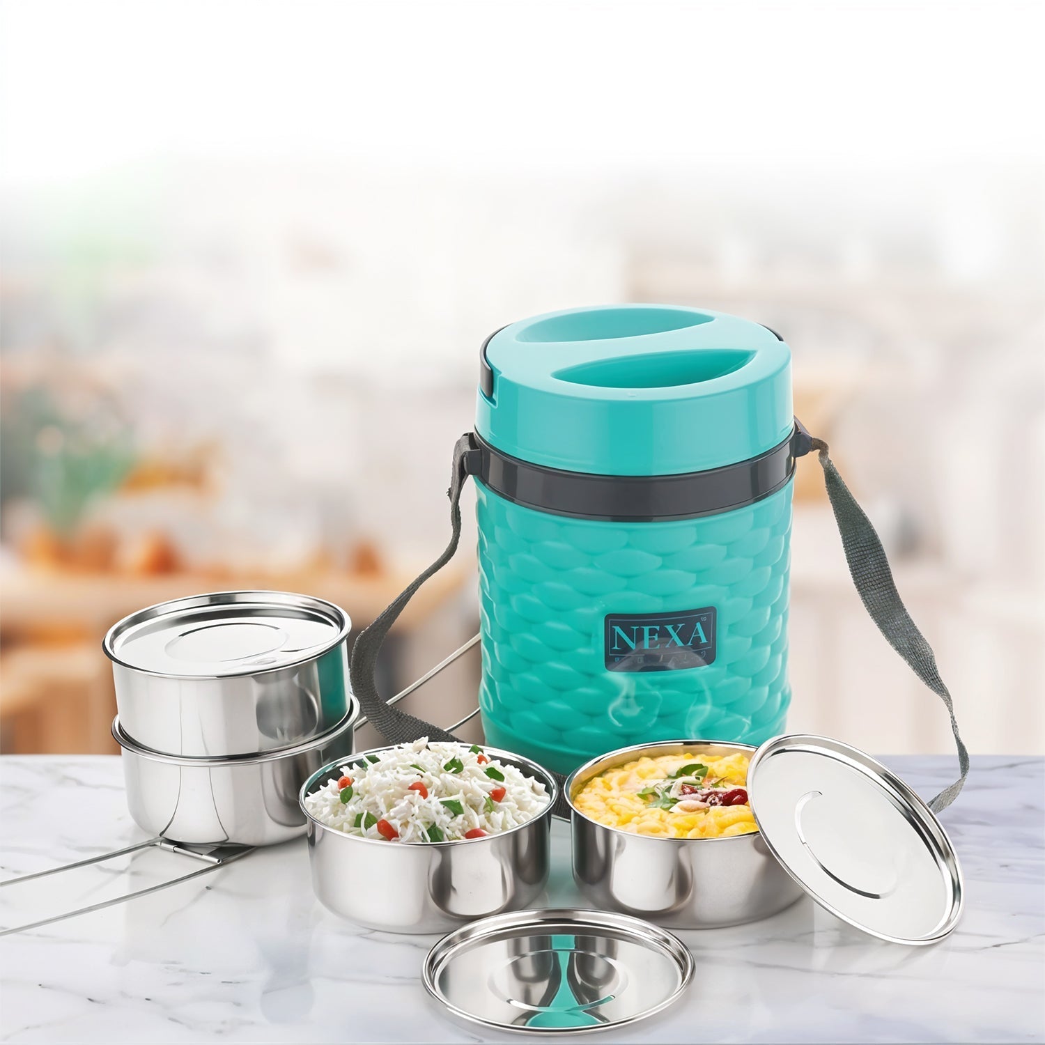 Double Wall Insulated Tiffin with Handle (1 Pc): Stackable, Hot Food Container Your Brand