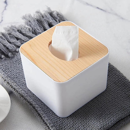 Tissue Box Desktop Stand Bamboo Tissue Cover Box Rectangular Paper Towel Holder Removable Tissue Dispenser for Bathroom Vanity Countertop Bedroom Car Holder Paper Towels Dispenser (1 Pc ) Your Brand