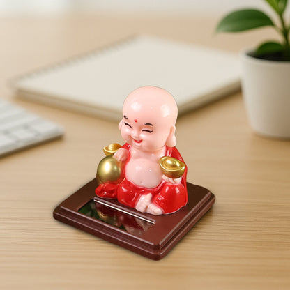 Solar Power Moving Head Buddha Statue Car Ornament (1 Pc / Mix Color) Your Brand