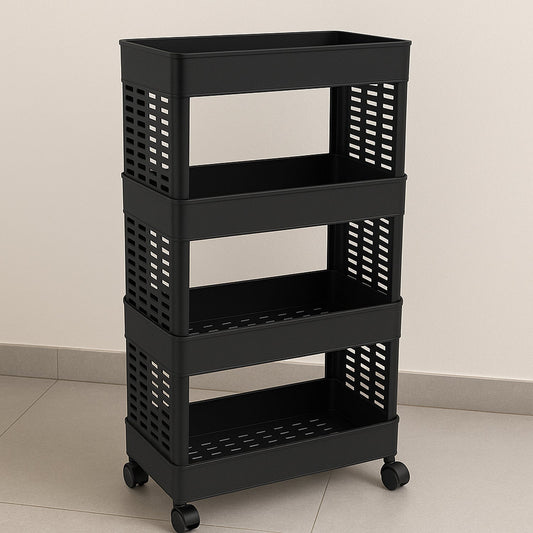 4-Layer Plastic Storage Rack with Wheels Your Brand