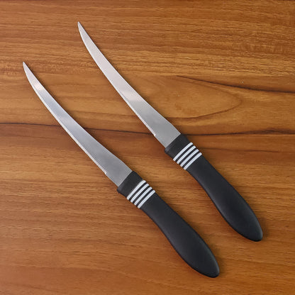 Premium Curved Serrated Stainless Steel Kitchen Knife Set (Mix Color & 2 Pc) Your Brand