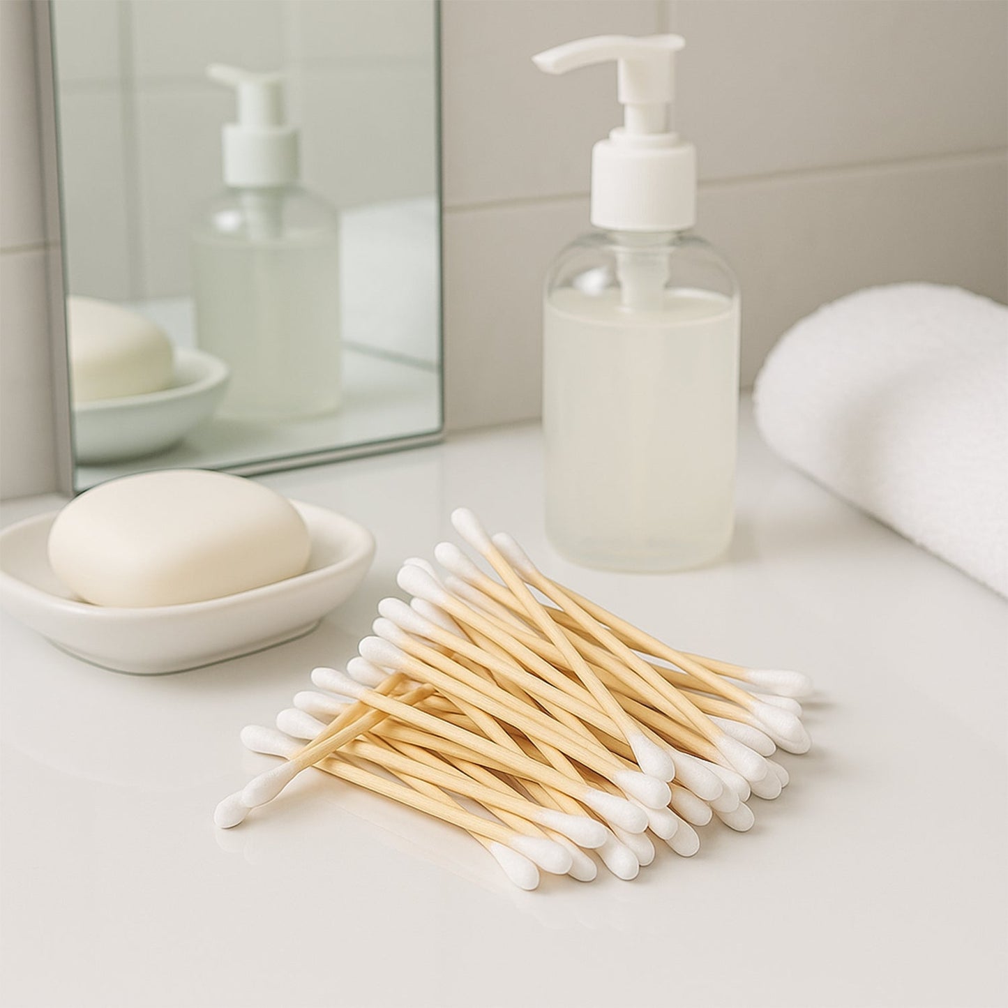 Eco-Friendly Wooden Cotton Ear Buds (1 pkt / 100 Pcs Approx) Your Brand