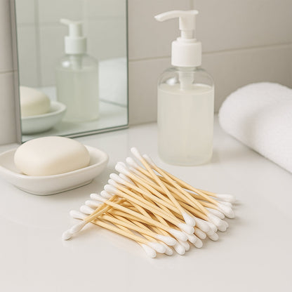 Eco-Friendly Wooden Cotton Ear Buds (1 pkt / 100 Pcs Approx) Your Brand