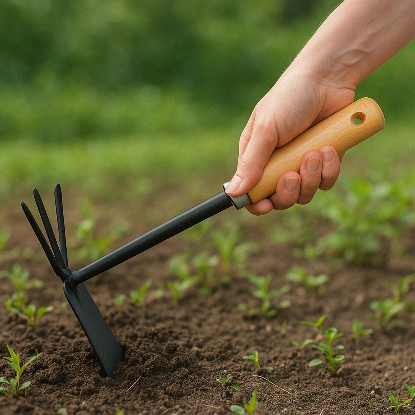 2 in 1 Double Hoe Gardening Tool with Wooden Handle Your Brand