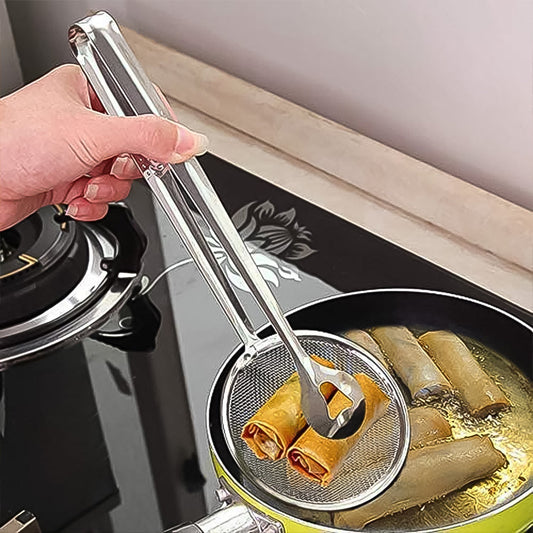 2In1 Stainless Steel Filter Spoon with Clip Food Kitchen Oil-Frying Multi-Functional Your Brand
