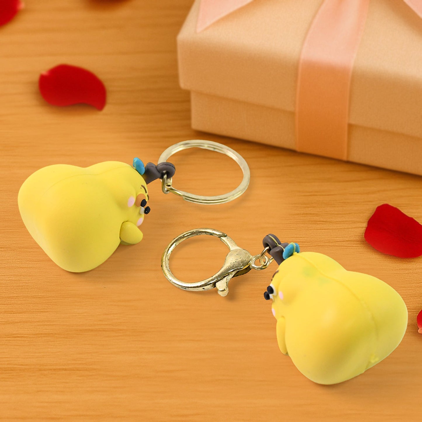 2-in-1 Cute Cartoon Couple Keychain Your Brand