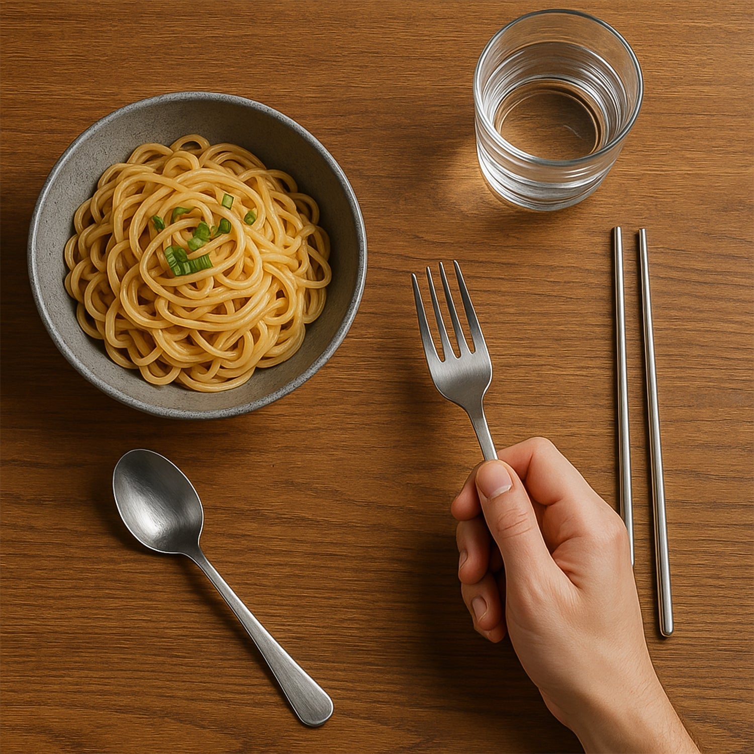 Stainless Steel Cutlery Spoon, Fork & Pair of Chopstick Set Your Brand