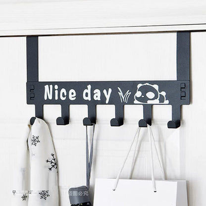 Heavy-Duty Carbon Steel Over Door Hook Rack for Towels & Coats (1 Pc, 6 Hooks) Your Brand