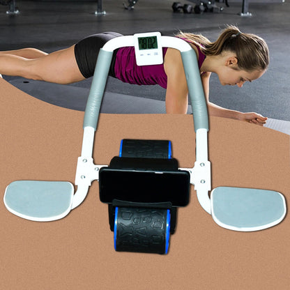 Abdominal Roller Wheel, Automatic Rebound Sponge Handle, Double Wheel Abdominal Roller, Non-Slip Timer Function with Elbow Support for Exercises for Body Fitness Strength Training Home Gym Your Brand