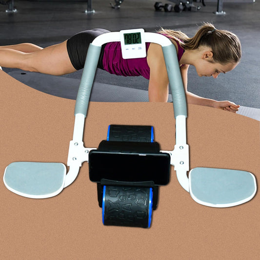 Abdominal Roller Wheel, Automatic Rebound Sponge Handle, Double Wheel Abdominal Roller, Non-Slip Timer Function with Elbow Support for Exercises for Body Fitness Strength Training Home Gym Your Brand