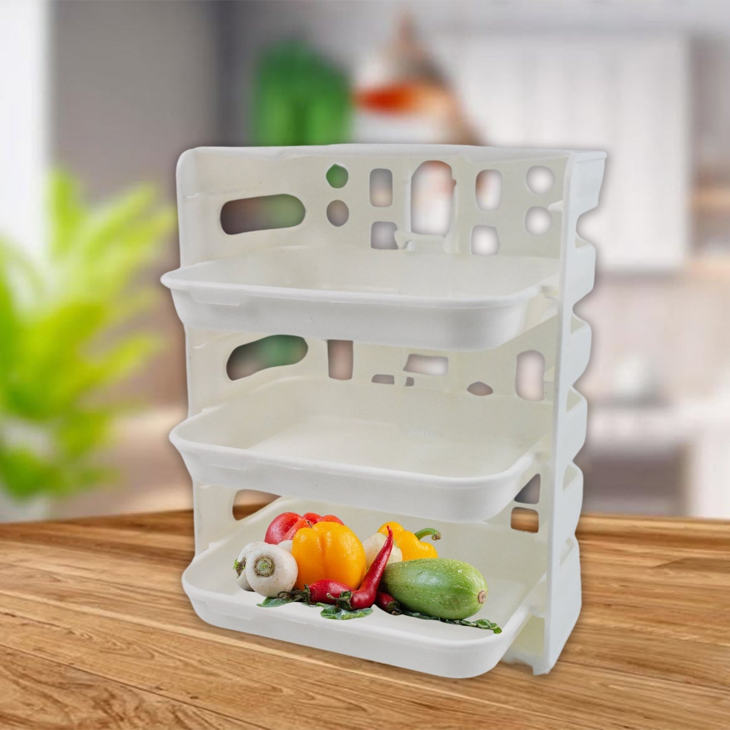 Plastic 3 Layer Wall-Mounted Food Organizer Rack (1 Set) Your Brand