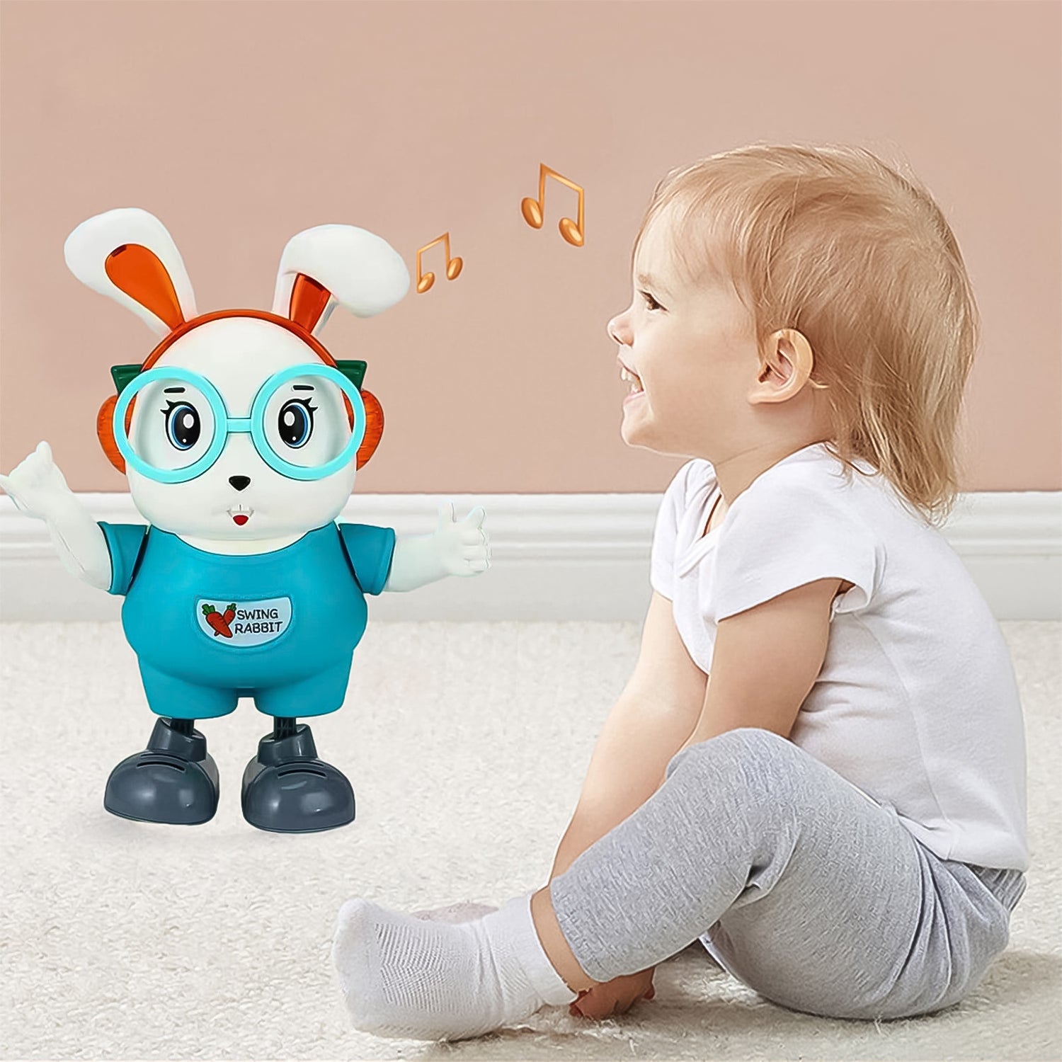 Electroplay Swing Rabbit Musical Dancing Toy – Interactive Bunny with Lights, Sounds (1 Pc / Battery Not Included) Your Brand