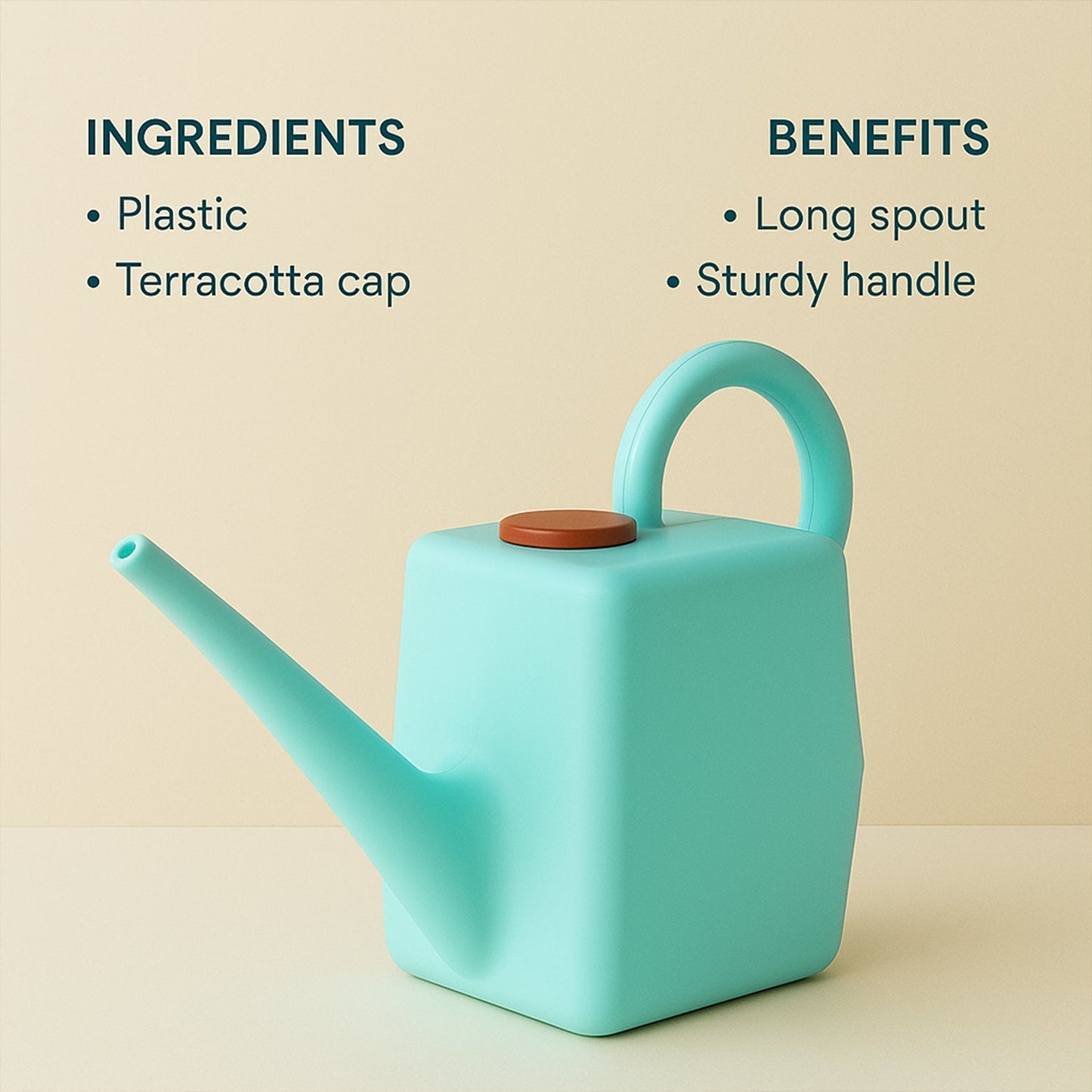2 Litre Heavy-Duty Plastic Gardening Watering Can with Long Spout & Ergonomic Handle Your Brand