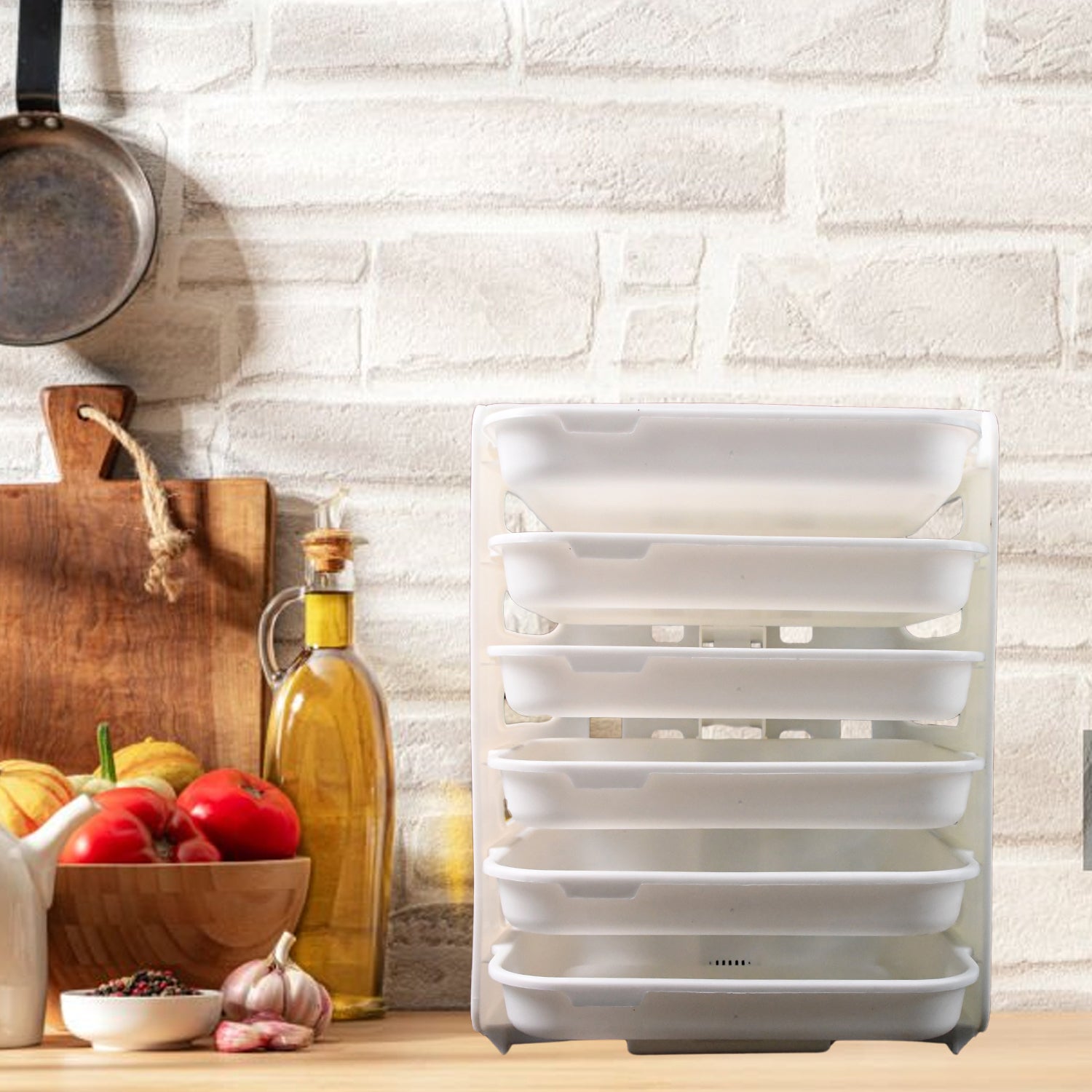 Plastic 6 Layer Wall-Mounted Food Organizer Rack (1 Set) Your Brand