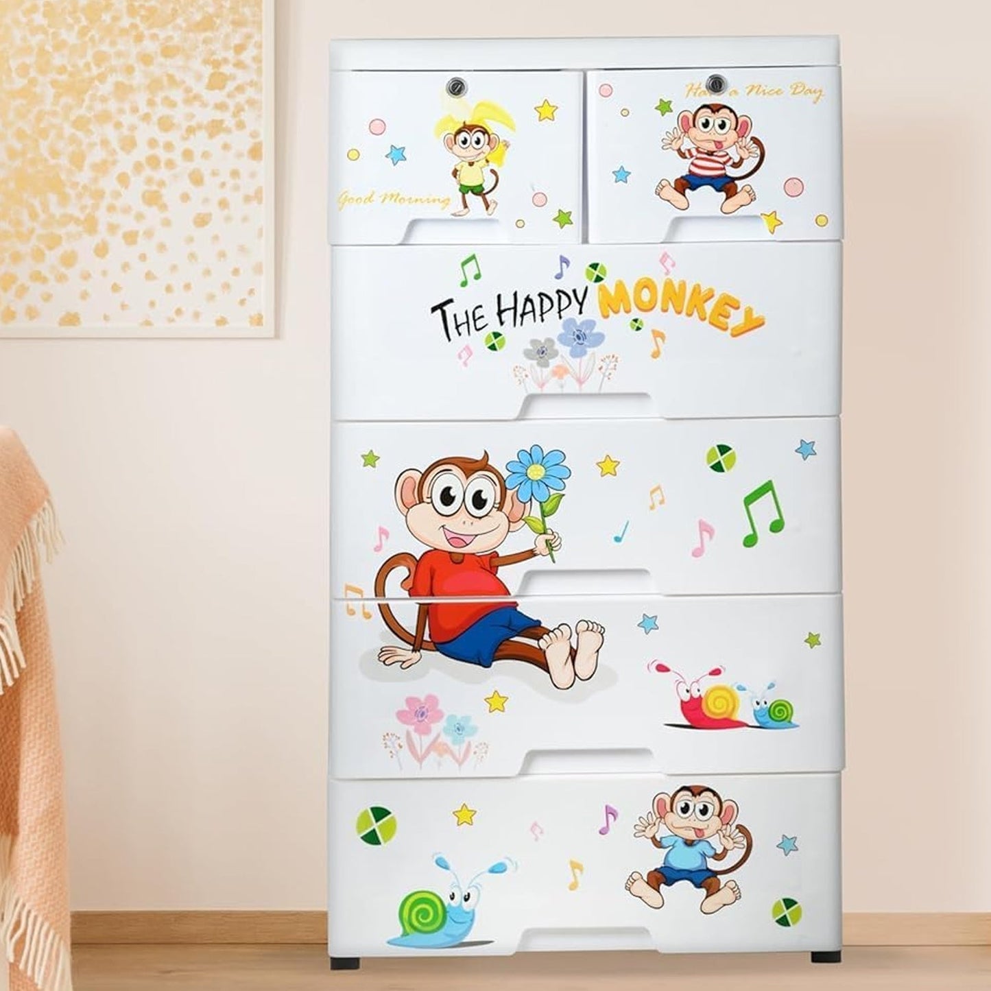 Kid's Plastic Chest of 6 Drawers, Multi-Purpose Storage Organizer/Wardrobe for Kids Your Brand