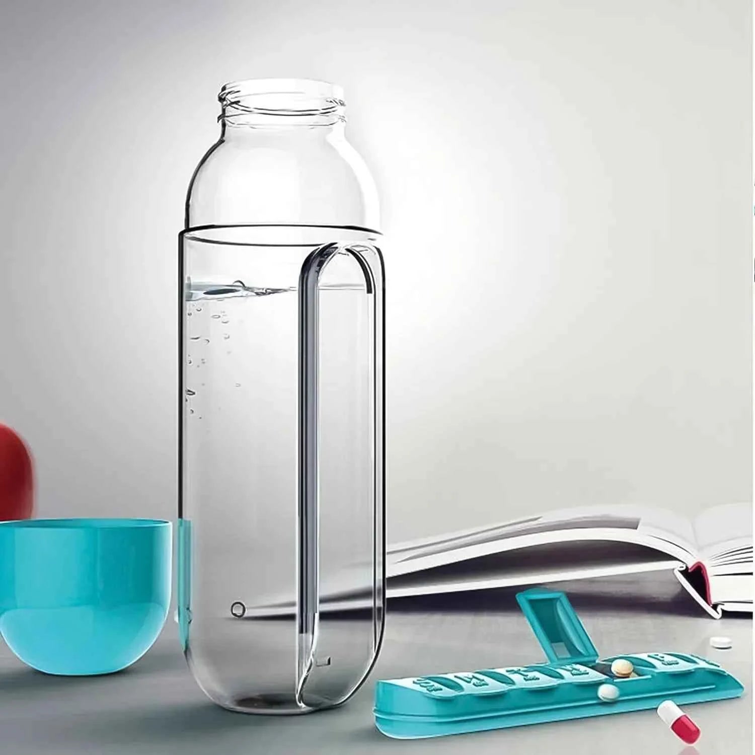 Daily Baby Care 2-in-1 Pill & Vitamin Organizer Water Bottle 600ml – BPA-Free Travel Bottle