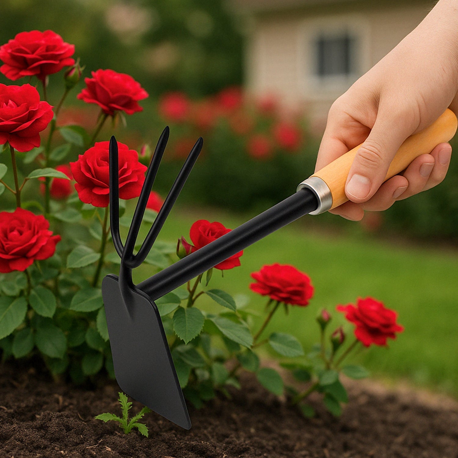 2 in 1 Double Hoe Gardening Tool with Wooden Handle Your Brand