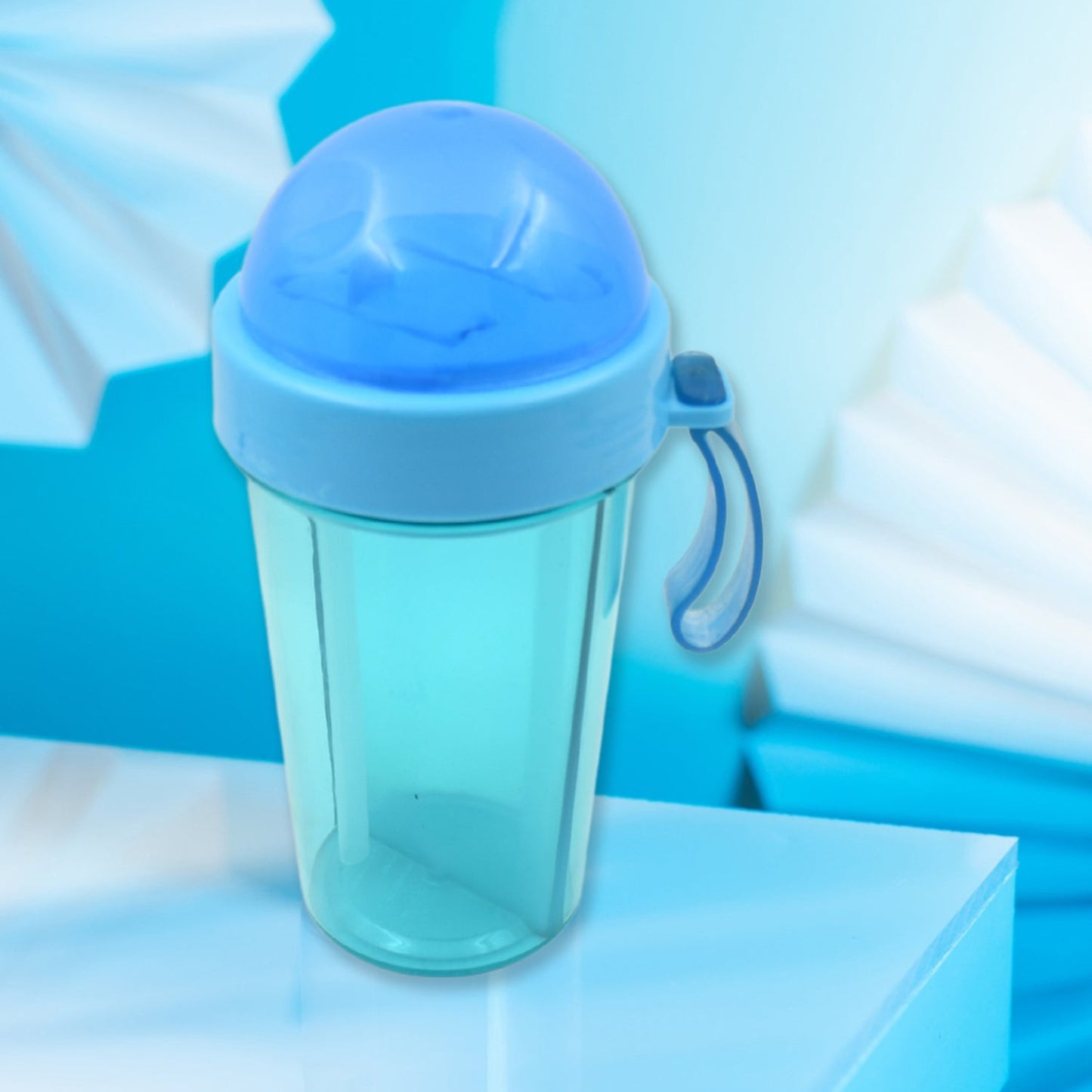 2 Drinks in 1 Cup Water Bottle, Stable Sturdy Dual Use Bottle 2 Straws for Shopping Travel for Outdoor Activities (1 Pc) Your Brand