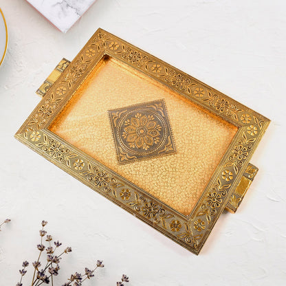 Premium Antique-Style Rajwadi Decorative Serving Tray – 40x26 cm Your Brand