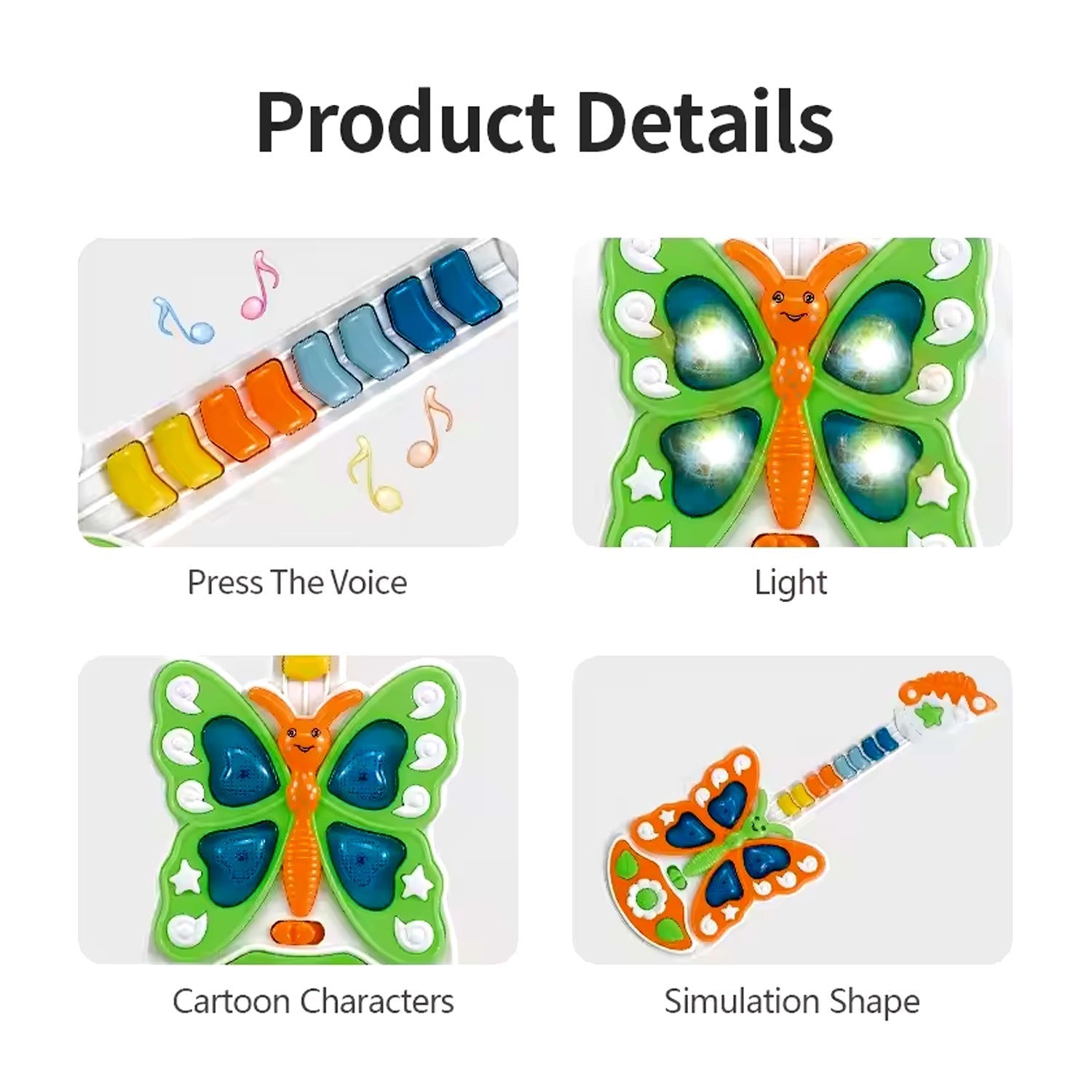 Butterfly Guitar Toy with Light and Music Toy (1 Pc / Battery not included) Your Brand