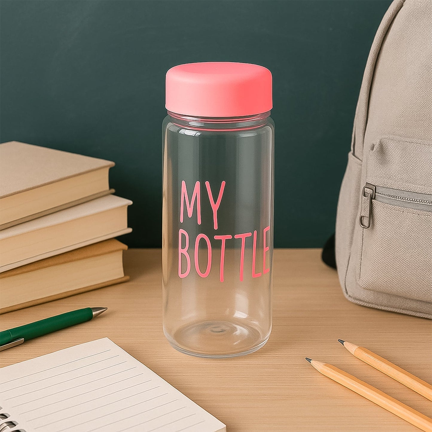 350 ml Approx Transparent Plastic Water Bottle with Leakproof Lid (1 Pc) Your Brand