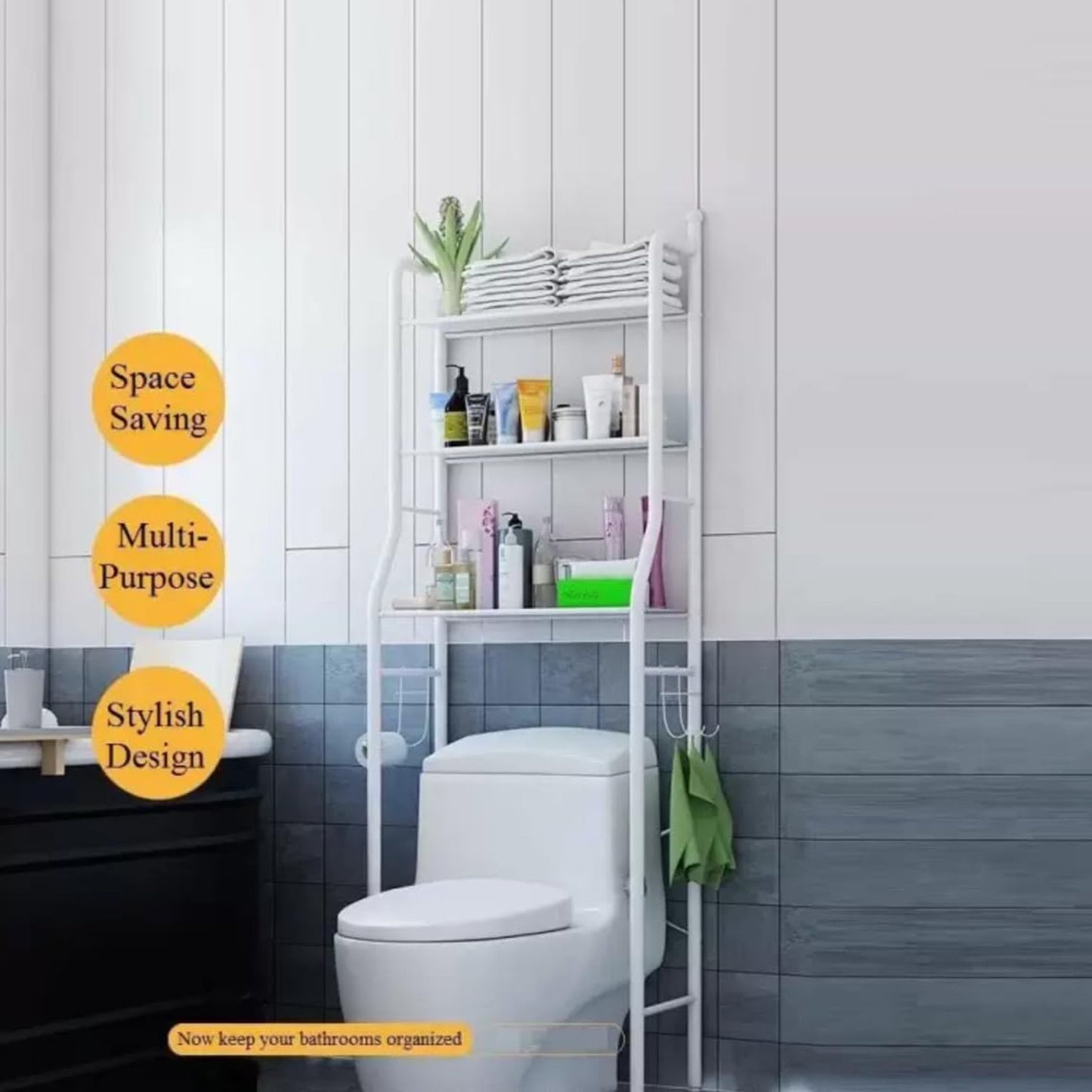 Multi-Layer The Toilet Storage Rack Metal | Bathroom Shelf Space Saving Organizer for Laundry Room Wash Basin Floor Stand Your Brand