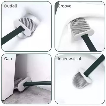 Portable Silicone Toilet Brush – Wall-Mounted, Anti-Drip Cleaner with Non-Slip Handle Your Brand
