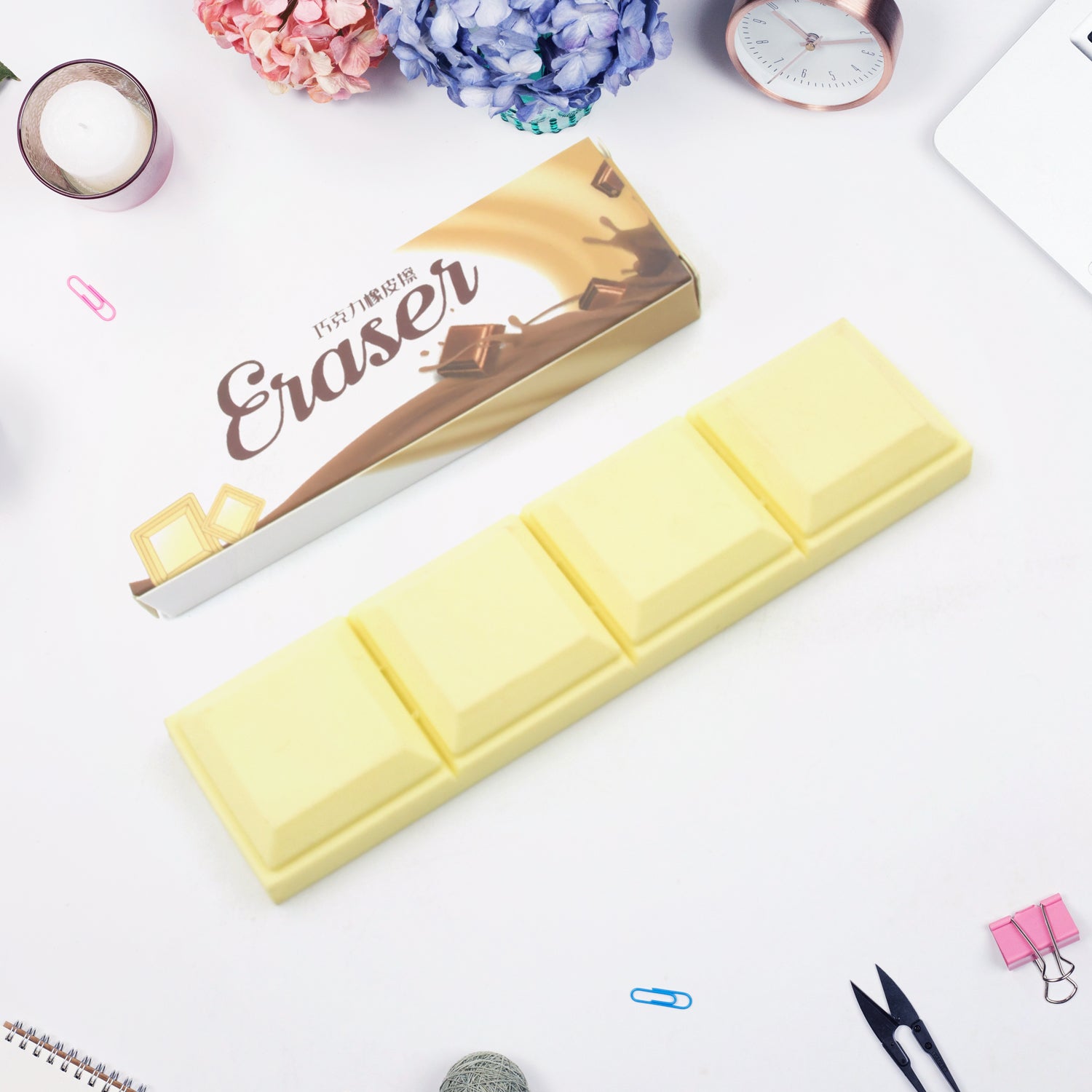 3D Chocolate Shaped Erasers Soft Pencil Erasers Supplies for Office School Students Drawing Writing Classroom Rewards for Return Gift, Birthday Party, School Prize (1 Pc 4 grid) Your Brand