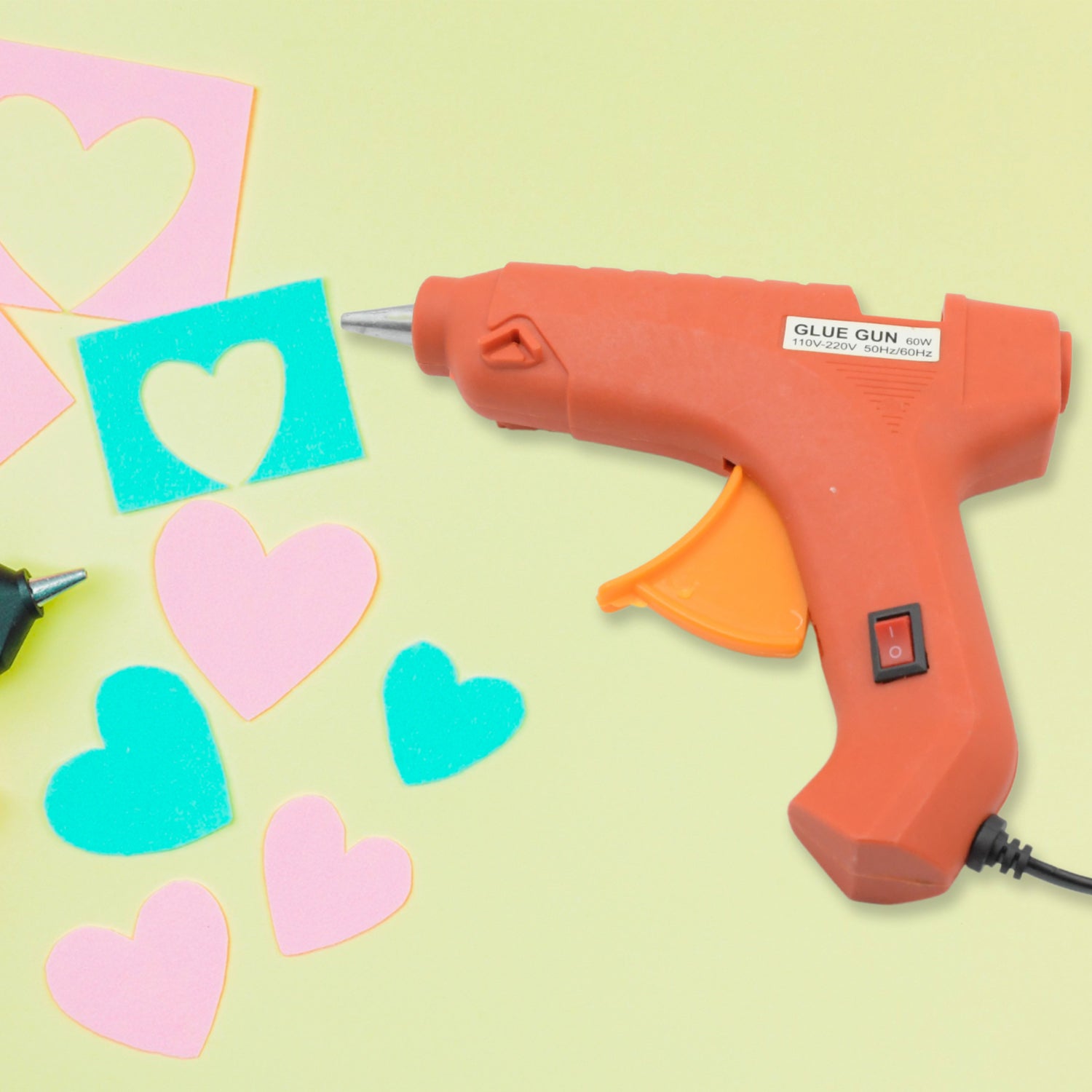 Professional 60 Watt Hot Melt Glue Gun with 5 Glue Sticks & On/Off Switch Your Brand