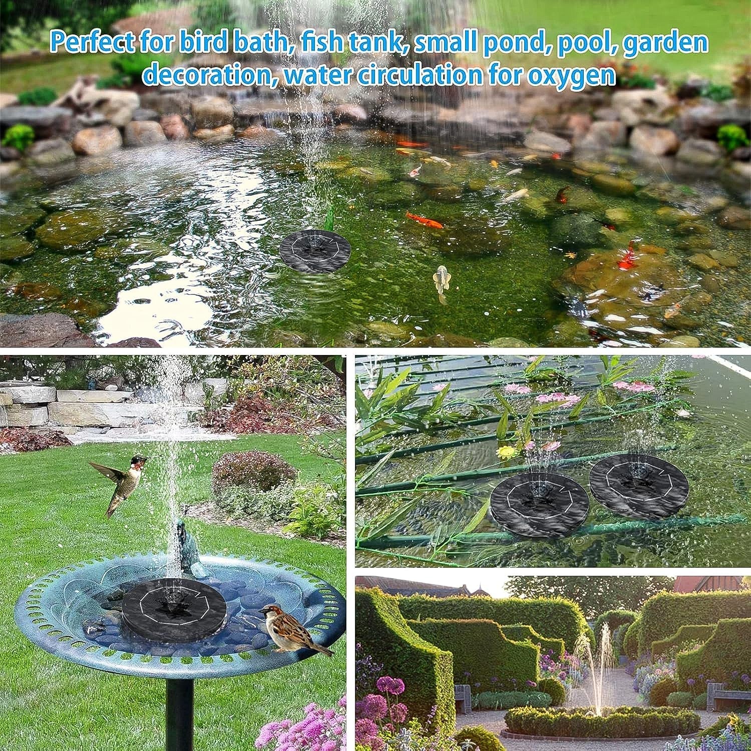 Fast Fountain by Pocket Hose - Solar-Powered - Instantly Adds a Water Feature Virtually Anywhere - 5 Spray Modes - No Installation or Batteries Required - Great for Bird Baths, Pools, Pond & More (1 Pc) Your Brand