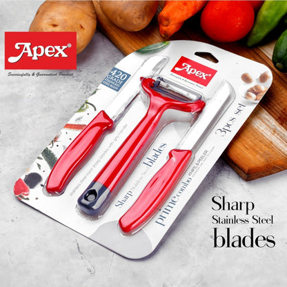 Apex 3-Piece Stainless Steel Kitchen Knife and Peeler Set Your Brand