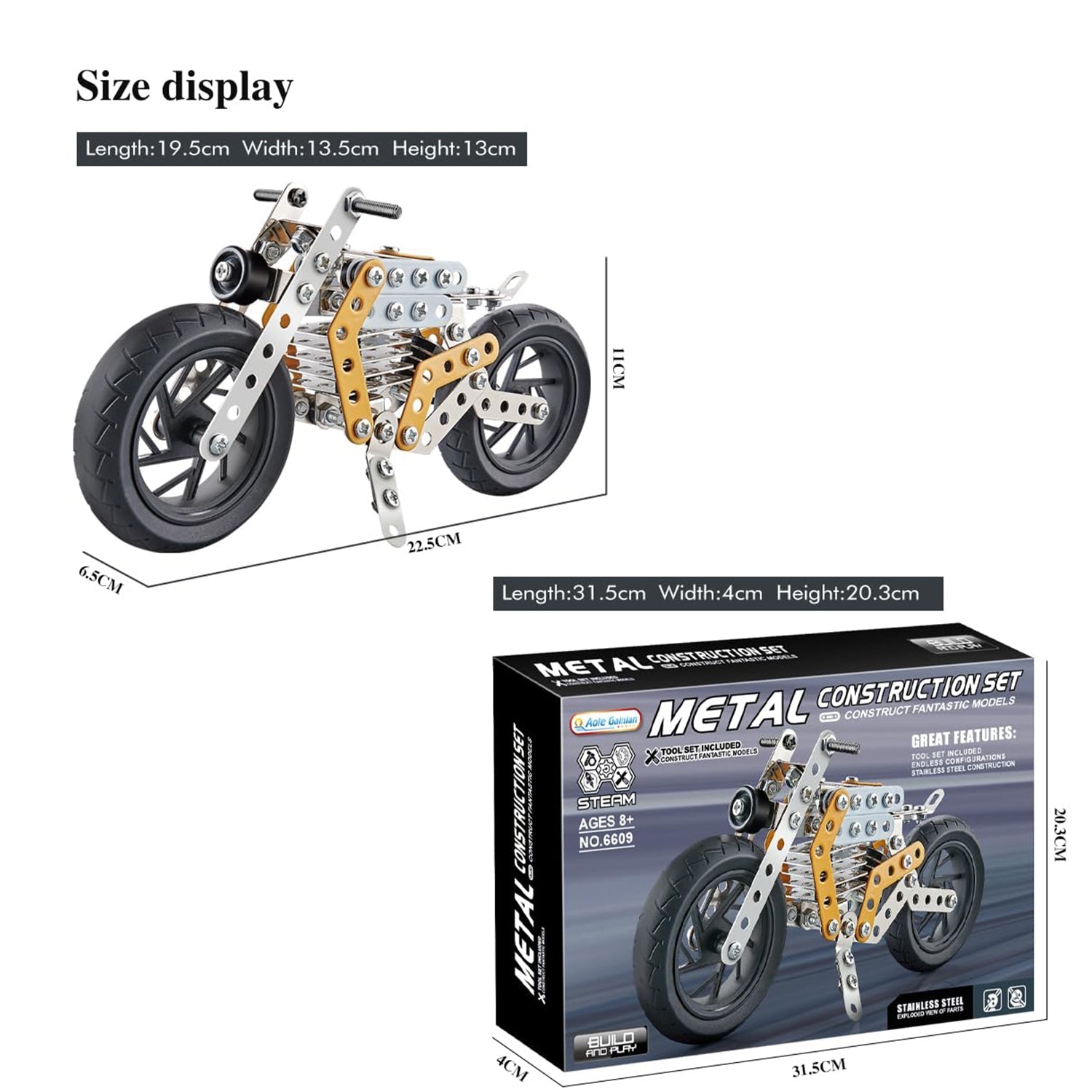 Metal DIY Bike Building Blocks for Kids (bike 162 pc of Bike Tool / 1 Set】 Your Brand
