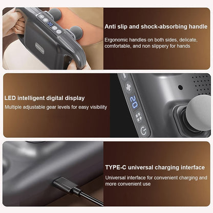 Handheld Full Body Massager 4-Head Massage Gun (1 Pc / Mix Color) Your Brand