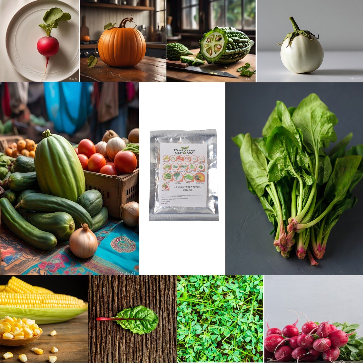 15 Varieties of Vegetable Seeds Combo (1 Pkt. / 15 Varieties) Your Brand