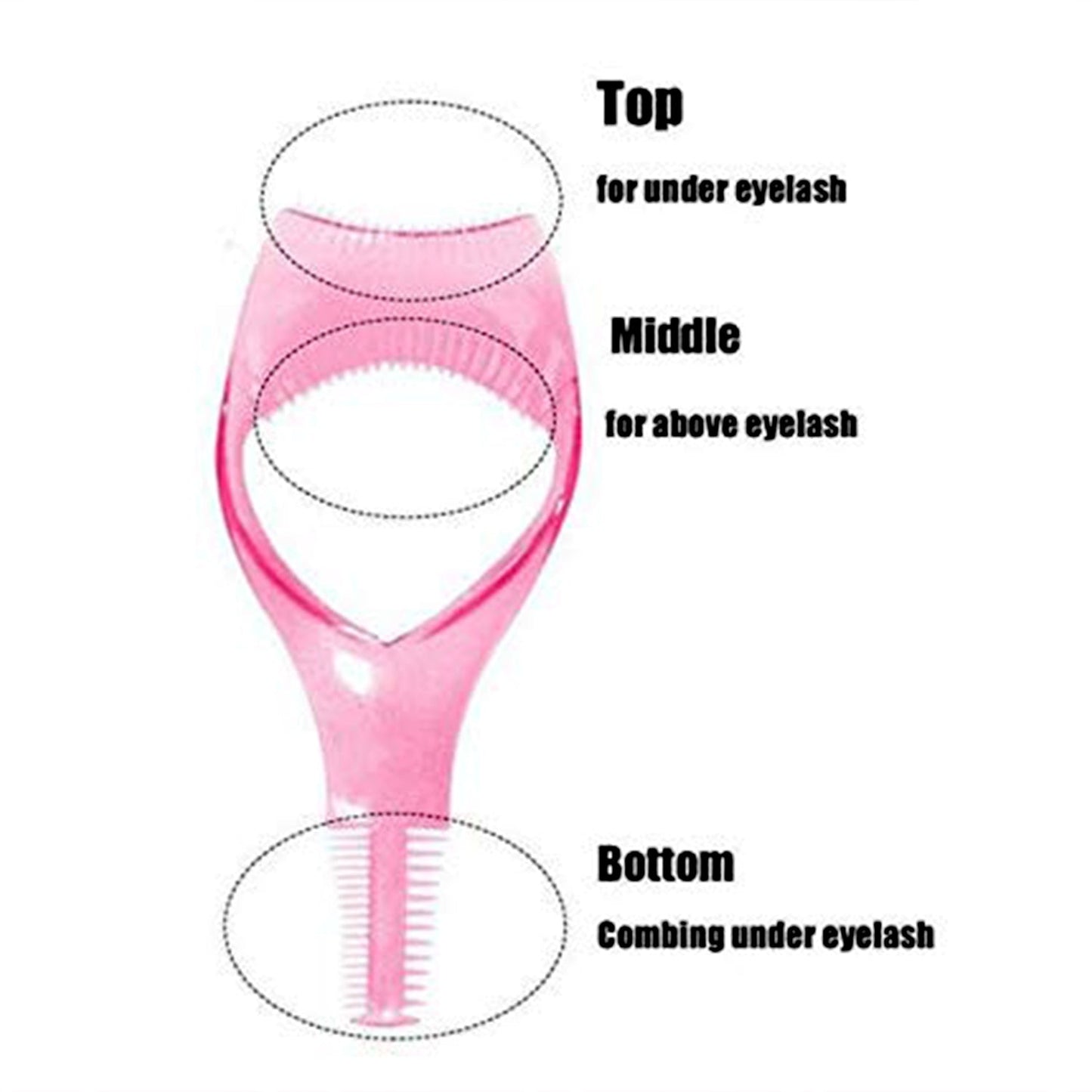 3-in-1 Plastic Eyelash Tool: Mascara Guide, Brush & Curler (1 Pc) Your Brand