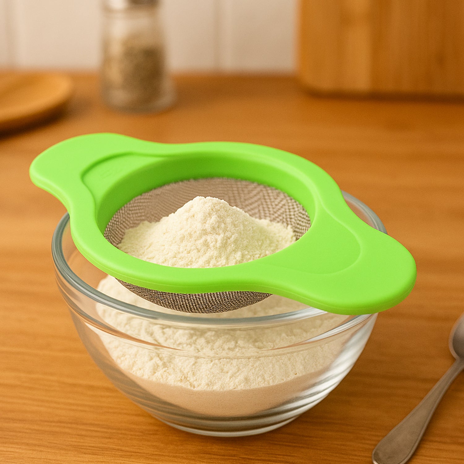 Supermom Stainless Steel Mesh Strainer with Dual Handle Plastic Frame (1 Pc) Your Brand