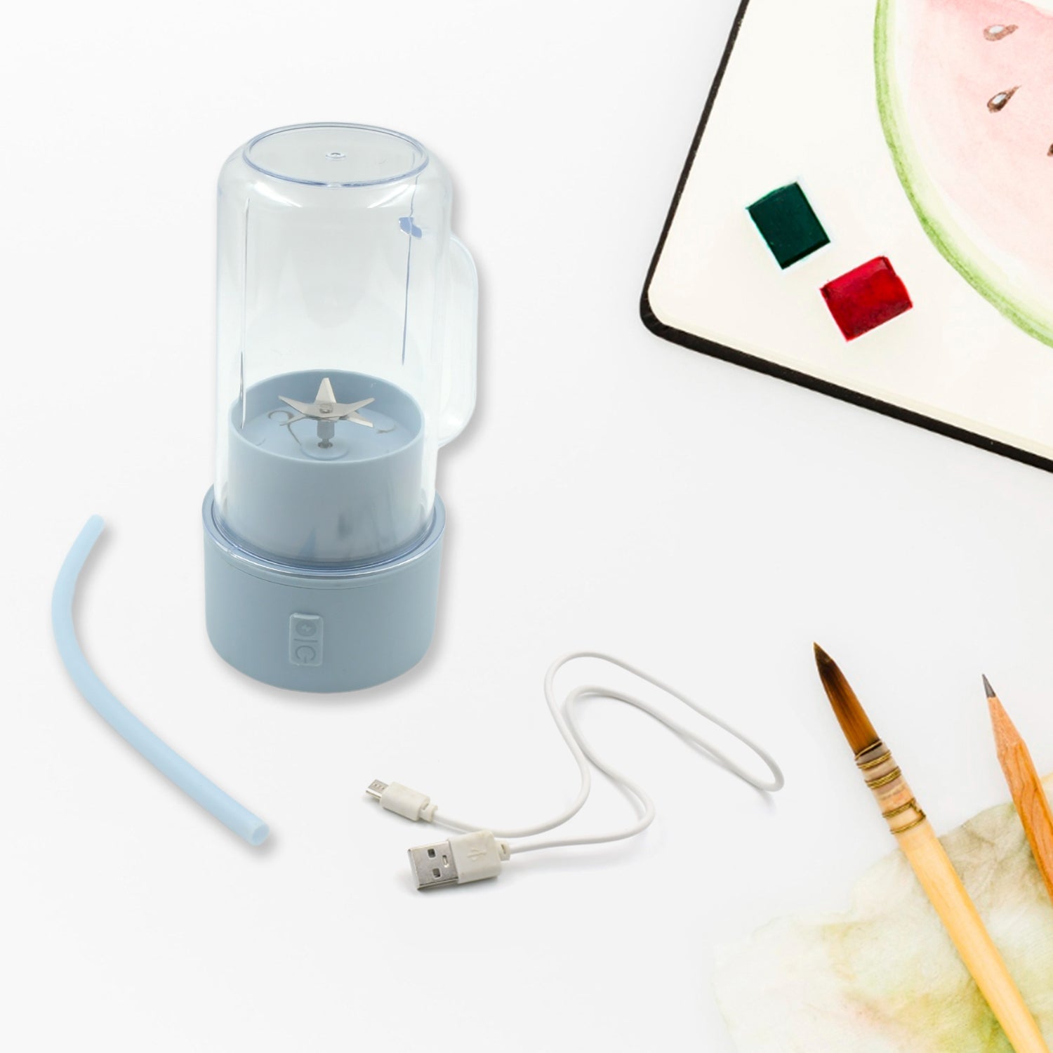2 In1 Portable Crusher Juicer With Handle & Straw for Smoothie Sipper USB Rechargeable (340 ml) 6 Stainless Steel Blades Compact Juicer Mixer, Juicer Portable Fresh Juice Blender Portable Electric Juicer ( 340 ML ) Your Brand