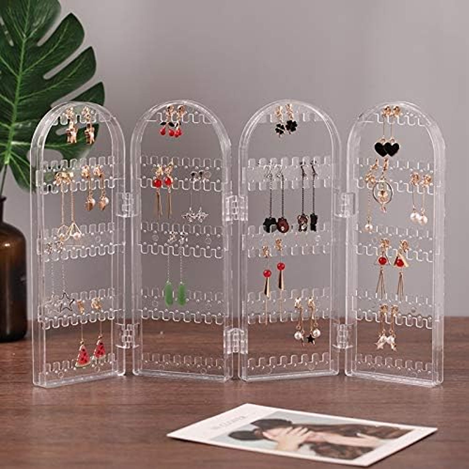 4 Folding Storage Hanger Acrylic Earring Screen Holder Display Stand Clear (1 Set) Your Brand