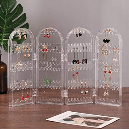 4 Folding Storage Hanger Acrylic Earring Screen Holder Display Stand Clear (1 Set) Your Brand