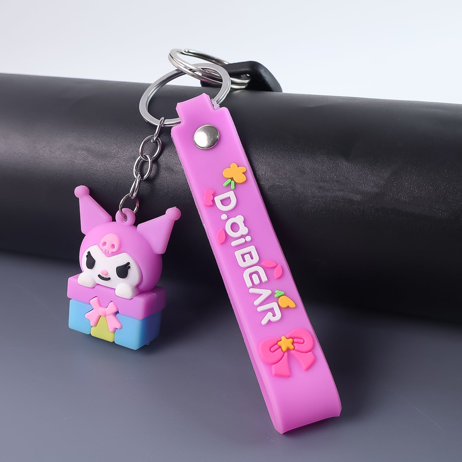 Cute Cartoon Silicone 3D Key Chain with Metal Hook & Strap (Pack of 1) Your Brand