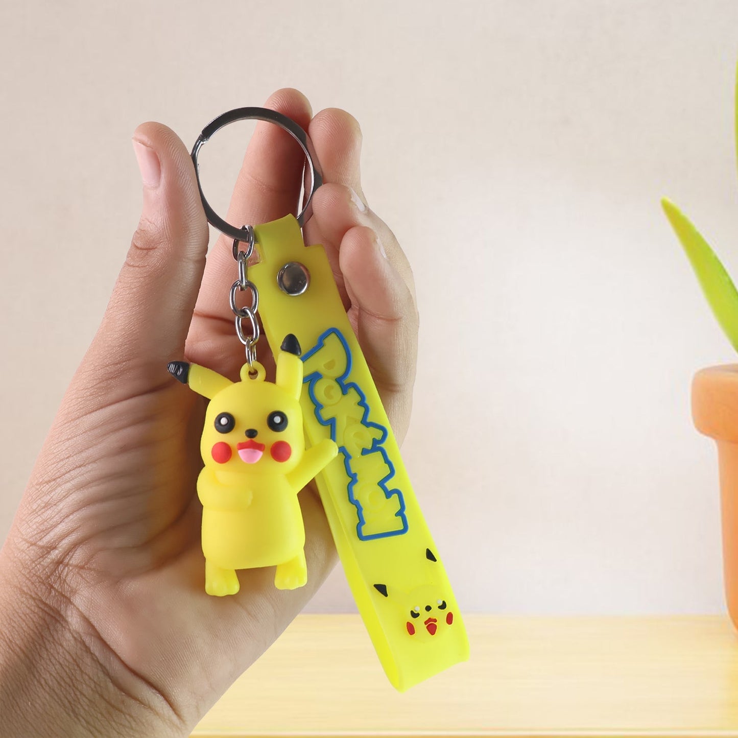 Cute Cartoon Silicone 3D Key Chain with Metal Hook & Strap (Pack of 1) Your Brand