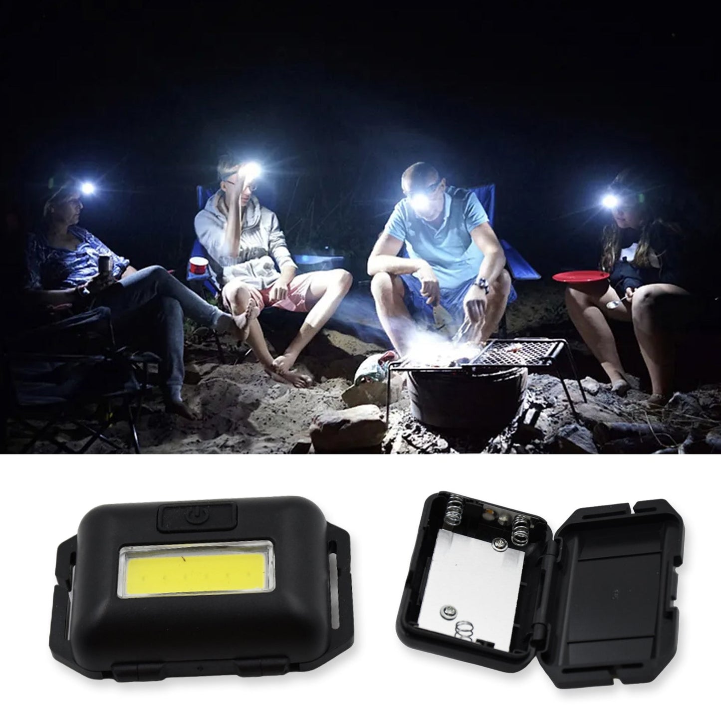 10W COB Waterproof Headlamp – Portable Lantern for Camping, Hiking, Cycling & Hunting (1 Pc) Your Brand