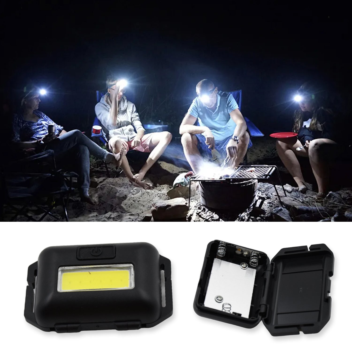 10W COB Waterproof Headlamp – Portable Lantern for Camping, Hiking, Cycling & Hunting (1 Pc) Your Brand
