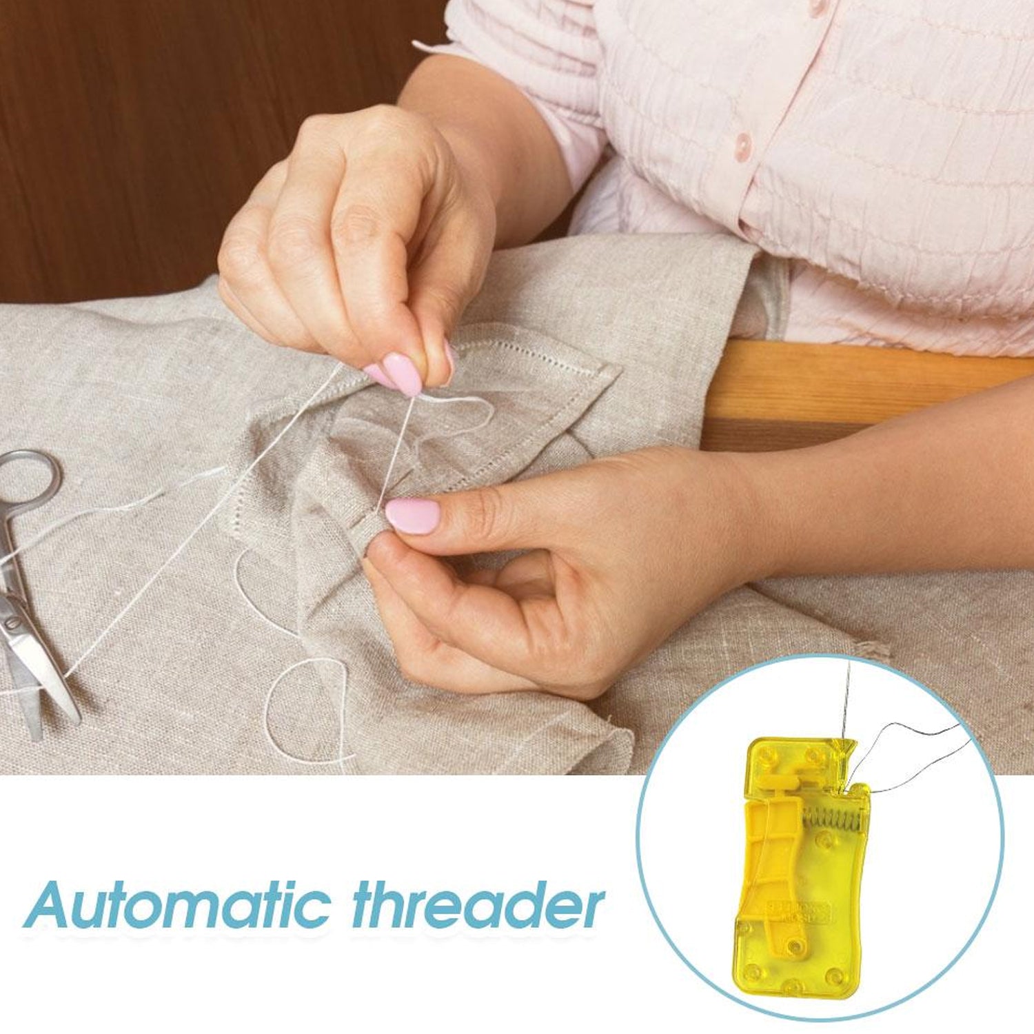 Needle Threader, Stylish Appearance Comfortable Grip Lightweight Portable Automatic Needle Threader for Sewing for Home (1 Pc) Your Brand
