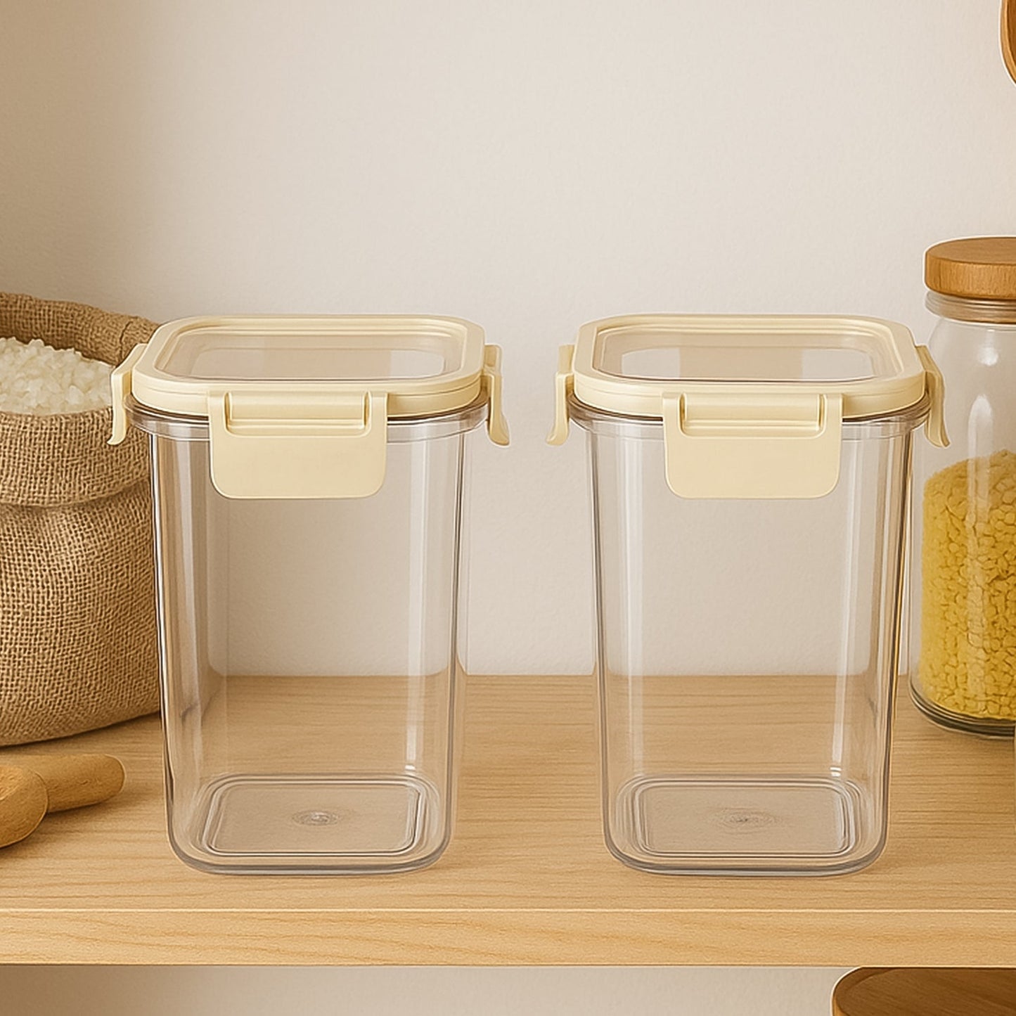 Apex Press N’ Lock Airtight Kitchen Storage Container Set (2Pc/1400ml) Approx Your Brand