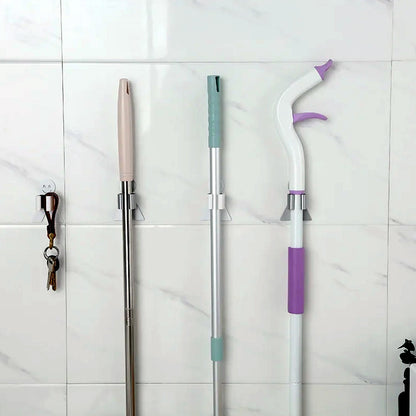 Smile Face Wall Mounted Brush & Broom Organize Holder, Hanger Storage Rack Kitchen Clip Seamless Mop Hook with Mounted Hanging (1Pc) Your Brand