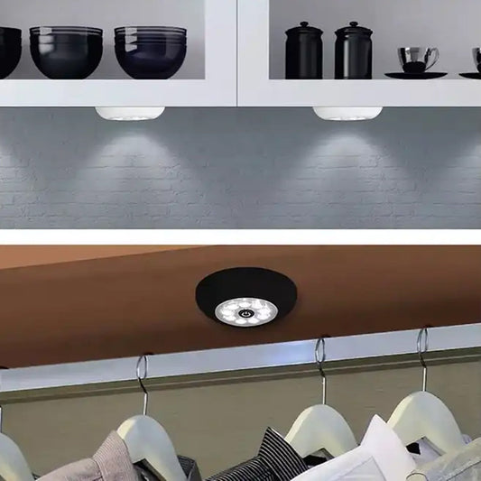 9 LED Touch Light Closet Light Battery Powered Stick-on Anywhere Puck Lights with New Strong Adhesive for Cabinet, Stair, Bedroom, Kitchen Night Light Stick Tap Night ( Battery Not Included / 1 Pc ) Your Brand