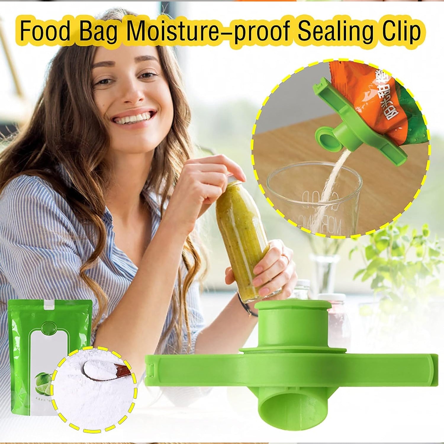 Food Storage Sealing Clip Solid Color Seal Pour Bag Clip Snack Bag Clip Food Bag Sealing Clip Sealing Clamp with Cap Kitchen Chip Bag Clips (1 Pc) Your Brand